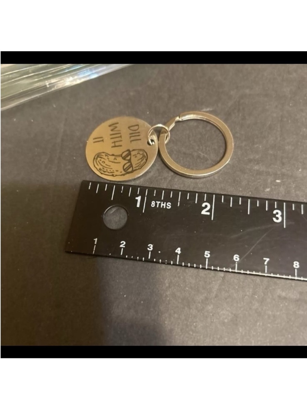 Dill With It Novelty Stainless Steel Keychain - Silver - Picture 2 of 3